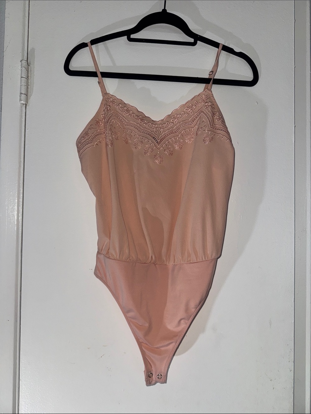 Express Peach Lace-Trim Slip Bodysuit